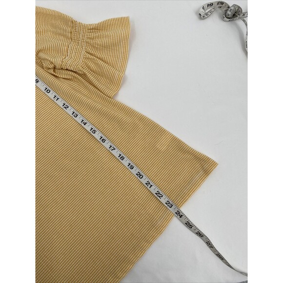 LC Lauren Conrad Women's Striped Round Neck Ruffle Sleeve Stretch Blouse Top PXS - Picture 7 of 7